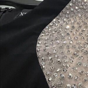 Xscape Black Dress with Pearl Accents